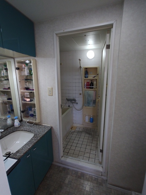 施工前 洗面所から浴室入口