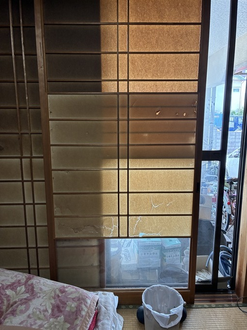 西宮市里中町｜障子紙の破れ・剥がれが目立つ施工前の和室