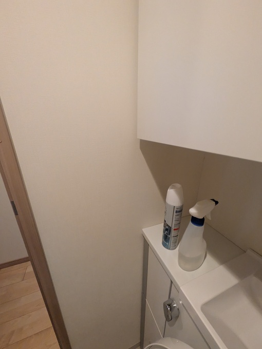 【施工前】交換前のトイレ内装と既存上部収納
